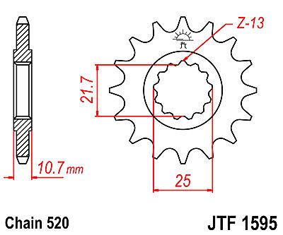 ΓΡΑΝΑΖΙ ΕΜΠΡΟΣΘΙΟ JT JTF1595.16 ΔΟΝΤΙΑ YAMAHA XJ6 (09-12 DIVERSION ABS)