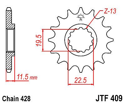 ΓΡΑΝΑΖΙ JT ΕΜΠΡΟΣ JTF409 16 ΔΟΝΤΙΑ SUZUKI DR125 SP125