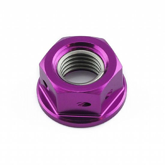 PRO-BOLT ALUMINIUM NUT M10X(1.25MM) DRILLED PURPLE